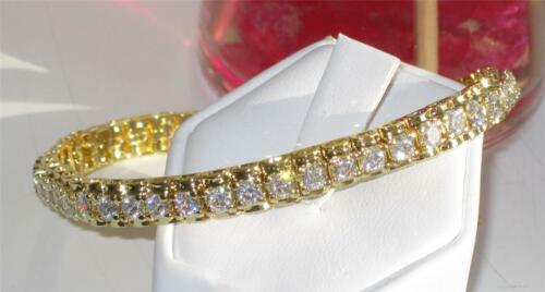 Jewellery Kingdom Ladies Gold Tennis Bracelet 7 Inch 18kt Steel Cubic Zirconia Rollo - Bracelets & Bangles - British D'sire