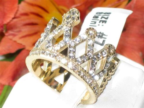 Jewellery Kingdom Ladies Gold Tiara Cz 18kt Steel Cubic Zirconia Dress Crown Ring Secondary image