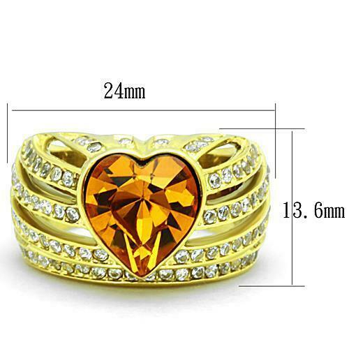 Jewellery Kingdom Ladies Gold Topaz Cocktail 4 Carat Cubic Zirconia Steel Bezel Ring Secondary image