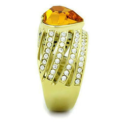 Jewellery Kingdom Ladies Gold Topaz Cocktail 4 Carat Cubic Zirconia Steel Bezel Ring - Jewelry Rings - British D'sire