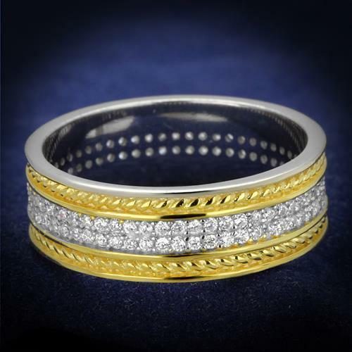 Jewellery Kingdom Ladies Gold Wedding Band 6mm Sterling Silver 18kt Cz Two Tone Eternity Ring Secondary image