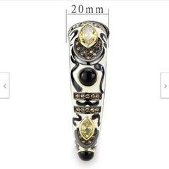 Jewellery Kingdom Ladies Gold+Hematite Citrine Cz Enamel Hinged Gun Metal Bangle (Black) - Bracelets & Bangles - British D'sire