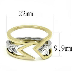 Jewellery Kingdom Ladies Guard Band Trillion Cz 18kt Stainless Steel 2 Pieces Ring Set (Gold) - Jewelry Rings - British D'sire