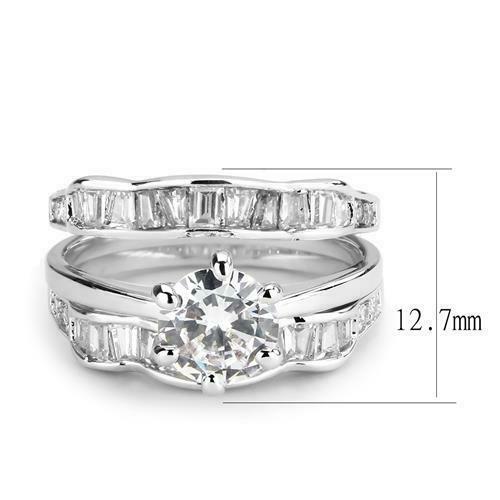Jewellery Kingdom Ladies Guard Cubic Zirconia Solitaire Engagement Wedding Band Emerald Ring Set Secondary image