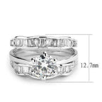 Jewellery Kingdom Ladies Guard Cubic Zirconia Solitaire Engagement Wedding Band Emerald Ring Set (Silver) - Jewelry Rings - British D'sire