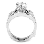 Jewellery Kingdom Ladies Guard Cubic Zirconia Solitaire Engagement Wedding Band Emerald Ring Set (Silver) - Jewelry Rings - British D'sire