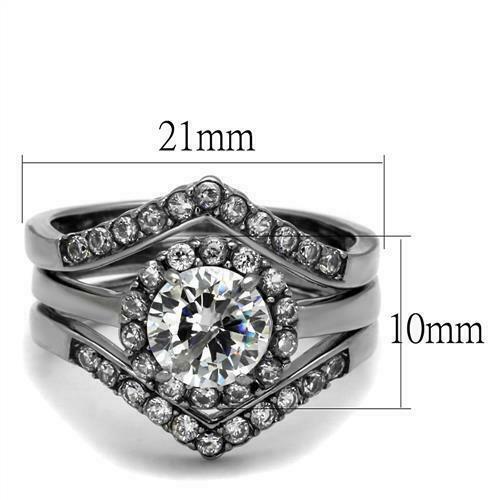 Jewellery Kingdom Ladies Guard Set 3 Carat Cz Wedding And Engagement Stainless Steel Ring - Jewelry Rings - British D'sire
