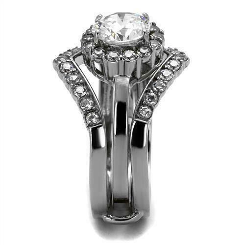 Jewellery Kingdom Ladies Guard Set 3 Carat Cz Wedding And Engagement Stainless Steel Ring - Jewelry Rings - British D'sire