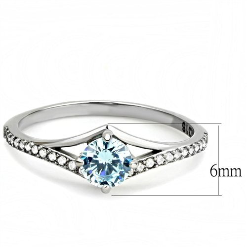 Jewellery Kingdom Ladies Half Carat Cubic Zirconia Stainless Steel Silver Elegant Pretty Ring (Blue Topaz) Secondary image