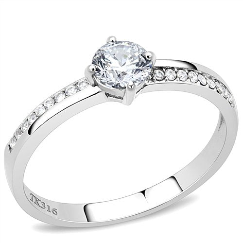 Jewellery Kingdom Ladies Half Carat Stainless Steel Cz Ring (Silver) - Jewelry Rings - British D'sire Main image