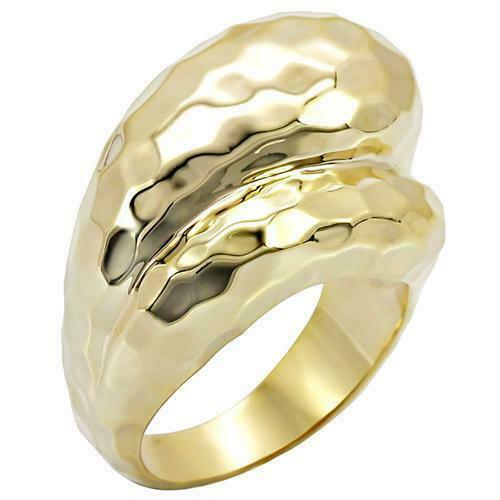 Jewellery Kingdom Ladies Hammered Band 18kt Yellow Steel No Stone Gold Ring - Jewelry Rings - British D'sire Main image