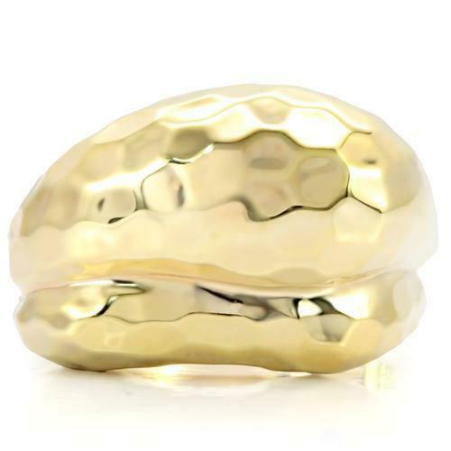 Jewellery Kingdom Ladies Hammered Band 18kt Yellow Steel No Stone Gold Ring - Jewelry Rings - British D'sire