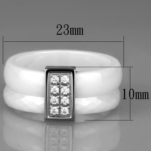 Jewellery Kingdom Ladies Handmade Ceramic Cz Stainless Steel Band 2pcs Unique Ring (White) - Jewelry Rings - British D'sire