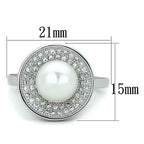 Jewellery Kingdom Ladies Handmade Cz Silver Rhodium Pretty Circle Pave Cream Pearl Ring - Jewelry Rings - British D'sire