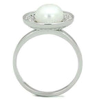 Jewellery Kingdom Ladies Handmade Cz Silver Rhodium Pretty Circle Pave Cream Pearl Ring - Jewelry Rings - British D'sire