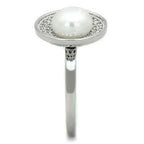 Jewellery Kingdom Ladies Handmade Cz Silver Rhodium Pretty Circle Pave Cream Pearl Ring - Jewelry Rings - British D'sire