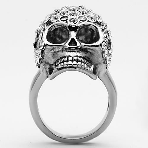 Jewellery Kingdom Ladies Handmade Emerald Goth Biker Skull Ring - Rings - British D'sire