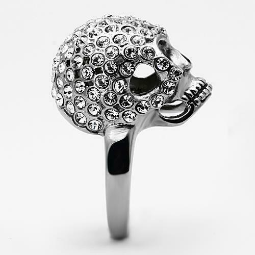 Jewellery Kingdom Ladies Handmade Emerald Goth Biker Skull Ring - Rings - British D'sire