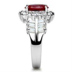 Jewellery Kingdom Ladies Handmade Oval Red Ruby Emerald Simulated Diamonds Ring (Silver) - Rings - British D'sire