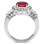 Jewellery Kingdom Ladies Handmade Oval Red Ruby Emerald Simulated Diamonds Ring (Silver) - Rings - British D'sire