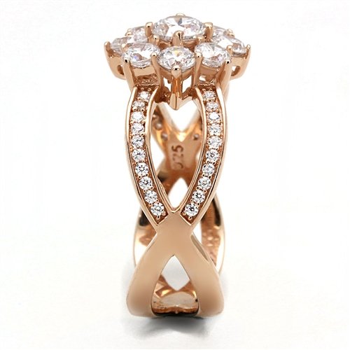 Jewellery Kingdom Ladies Handmade Rose Gold 4 Carat Flower Cz Sterling Silver Ring - Jewelry Rings - British D'sire Main image