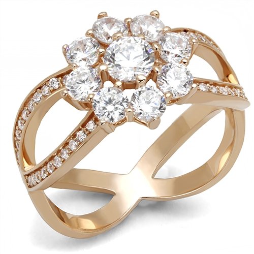 Jewellery Kingdom Ladies Handmade Rose Gold 4 Carat Flower Cz Sterling Silver Ring Secondary image