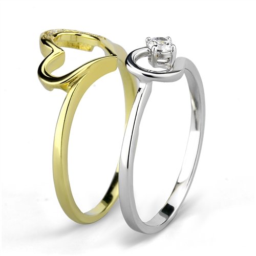 Jewellery Kingdom Ladies Heart 18kt Solitaire Engagement Band Sterling Silver 1c Ring Set (Gold) - Jewelry Rings - British D'sire