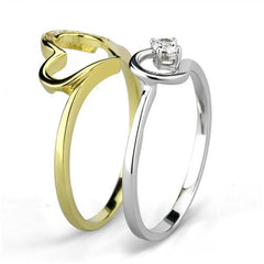 Jewellery Kingdom Ladies Heart 18kt Solitaire Engagement Band Sterling Silver 1c Ring Set (Gold) - Jewelry Rings - British D'sire