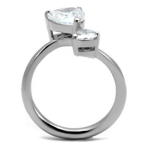 Jewellery Kingdom Ladies Heart 2.50ct Stainless Steel Cubic Zirconia All Size Ring (Silver) - Jewelry Rings - British D'sire