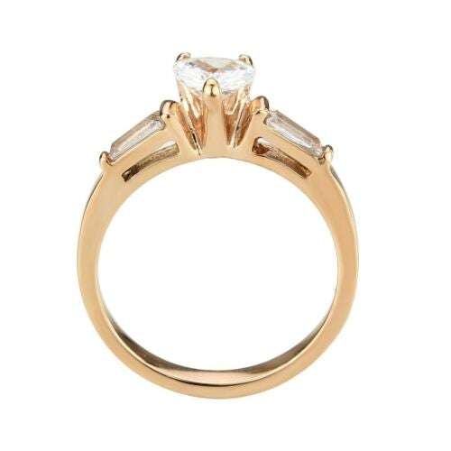 Jewellery Kingdom Ladies Heart Baguettes Stainless Steel Cubic Zirconia Ring (Gold) Secondary image