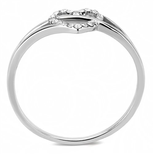 Jewellery Kingdom Ladies Heart Band Cz Pave Accents Stainless Steel Pretty Elegant Ring (Silver) - Jewelry Rings - British D'sire