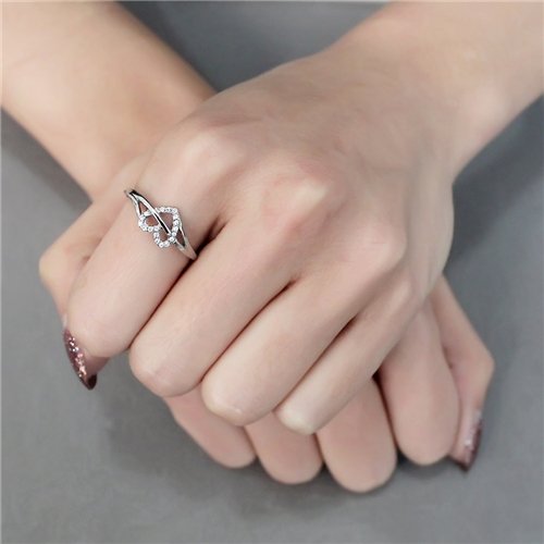 Jewellery Kingdom Ladies Heart Band Cz Pave Accents Stainless Steel Pretty Elegant Ring (Silver) - Jewelry Rings - British D'sire