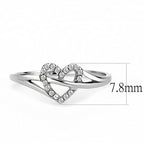 Jewellery Kingdom Ladies Heart Band Cz Pave Accents Stainless Steel Pretty Elegant Ring (Silver) - Jewelry Rings - British D'sire
