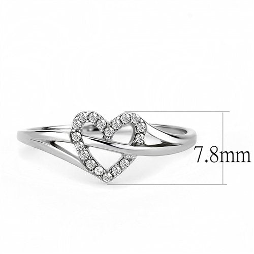 Jewellery Kingdom Ladies Heart Band Cz Pave Accents Stainless Steel Pretty Elegant Ring (Silver) - Jewelry Rings - British D'sire