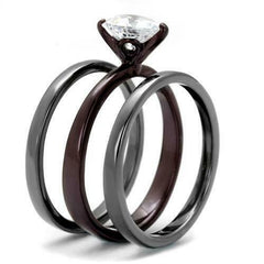 Jewellery Kingdom Ladies Heart Black 3pcs Stainless Steel 2K Ring (Black) - Rings - British D'sire
