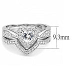 Jewellery Kingdom Ladies Heart Bridal Engagement Wedding Band Rhodium Ring Set (Silver) - Jewelry Rings - British D'sire