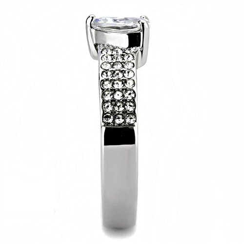 Jewellery Kingdom Ladies Heart Cz Stainless Steel Engagement Pave All Sizes Ring (Silver) Secondary image