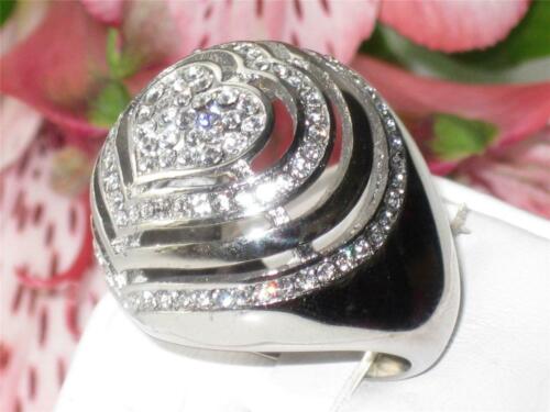 Jewellery Kingdom Ladies Heart Dome Chunky Pave Cocktail Ring (Silver) Secondary image
