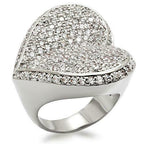 Jewellery Kingdom Ladies Heart Ring Statement Silver Cz Super Sparkling Pave Cocktail - Jewelry Rings - British D'sire