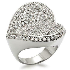 Jewellery Kingdom Ladies Heart Ring Statement Silver Cz Super Sparkling Pave Cocktail - Jewelry Rings - British D'sire