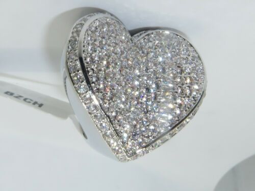 Jewellery Kingdom Ladies Heart Ring Statement Silver Cz Super Sparkling Pave Cocktail - Jewelry Rings - British D'sire