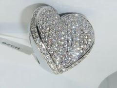 Jewellery Kingdom Ladies Heart Ring Statement Silver Cz Super Sparkling Pave Cocktail - Jewelry Rings - British D'sire