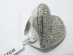 Jewellery Kingdom Ladies Heart Ring Statement Silver Cz Super Sparkling Pave Cocktail - Jewelry Rings - British D'sire