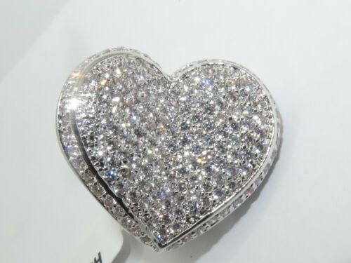 Jewellery Kingdom Ladies Heart Ring Statement Silver Cz Super Sparkling Pave Cocktail - Jewelry Rings - British D'sire