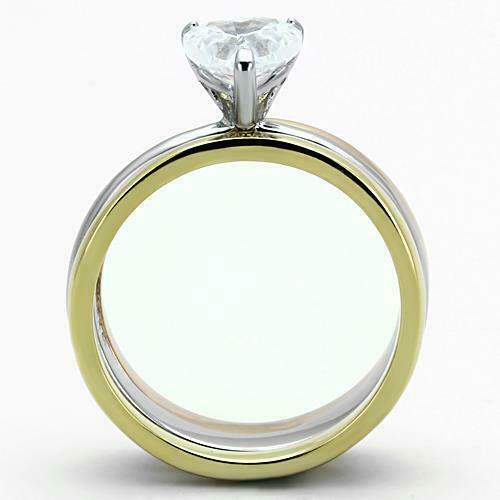 Jewellery Kingdom Ladies Heart Set Rose Gold Band Stainless Steel Yellow Cz Engagement Ring Secondary image