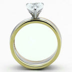 Jewellery Kingdom Ladies Heart Set Rose Gold Band Stainless Steel Yellow Cz Engagement Ring - Jewelry Rings - British D'sire