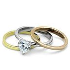 Jewellery Kingdom Ladies Heart Set Rose Gold Band Stainless Steel Yellow Cz Engagement Ring - Jewelry Rings - British D'sire