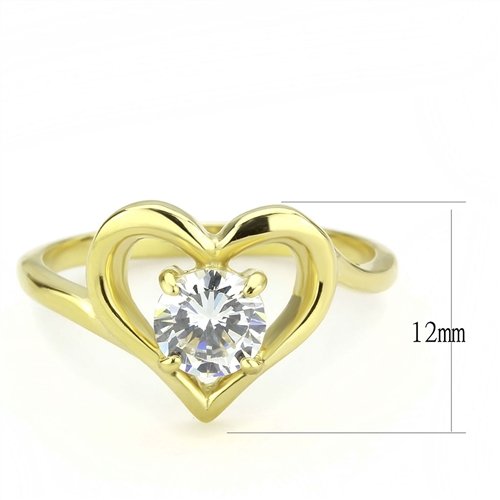 Jewellery Kingdom Ladies Heart Shape 18kt Steel Dress Cubic Zirconia 1k Ring (Gold) Secondary image