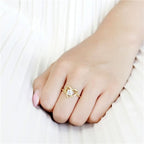 Jewellery Kingdom Ladies Heart Shape 18kt Steel Dress Cubic Zirconia 1k Ring (Gold) - Rings - British D'sire