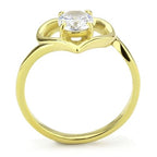 Jewellery Kingdom Ladies Heart Shape 18kt Steel Dress Cubic Zirconia 1k Ring (Gold) - Rings - British D'sire